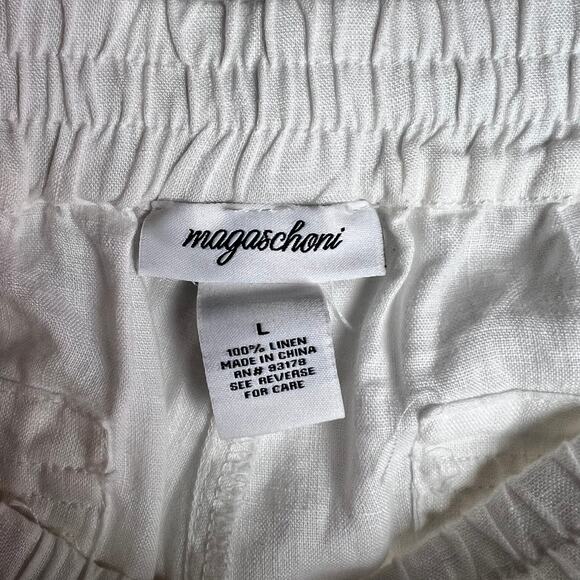 Magaschoni Womens Linen Utility Cargo Pockets Elastic Waist Drawstring Pants - Picture 7 of 15